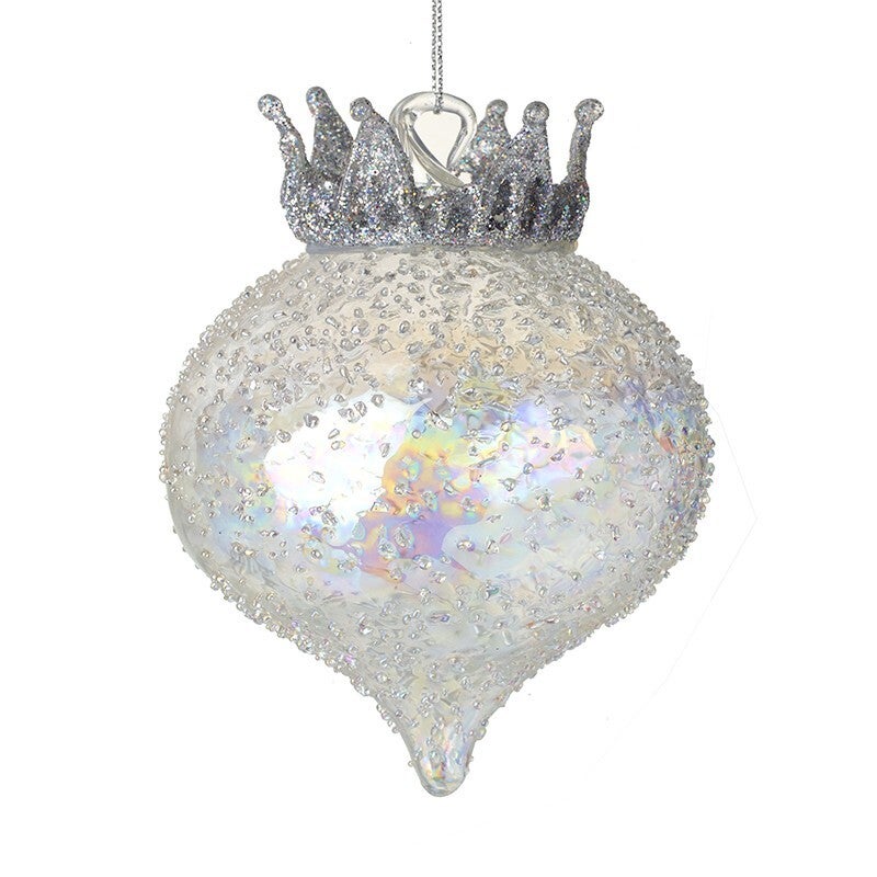 Tapered Glass Bauble With Silver Crown Nook