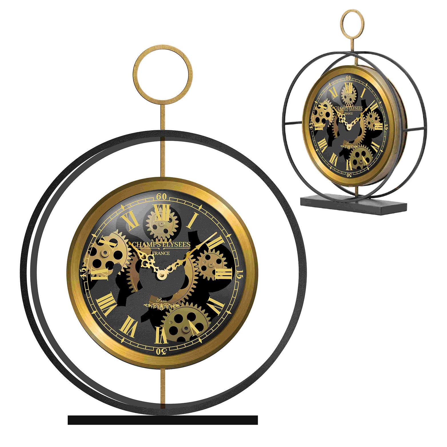 Round Moving Gears Mantel Clock Nook